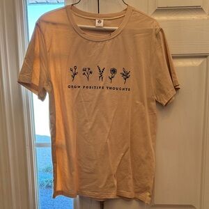 Tan Graphic T-Shirt with Positive Message